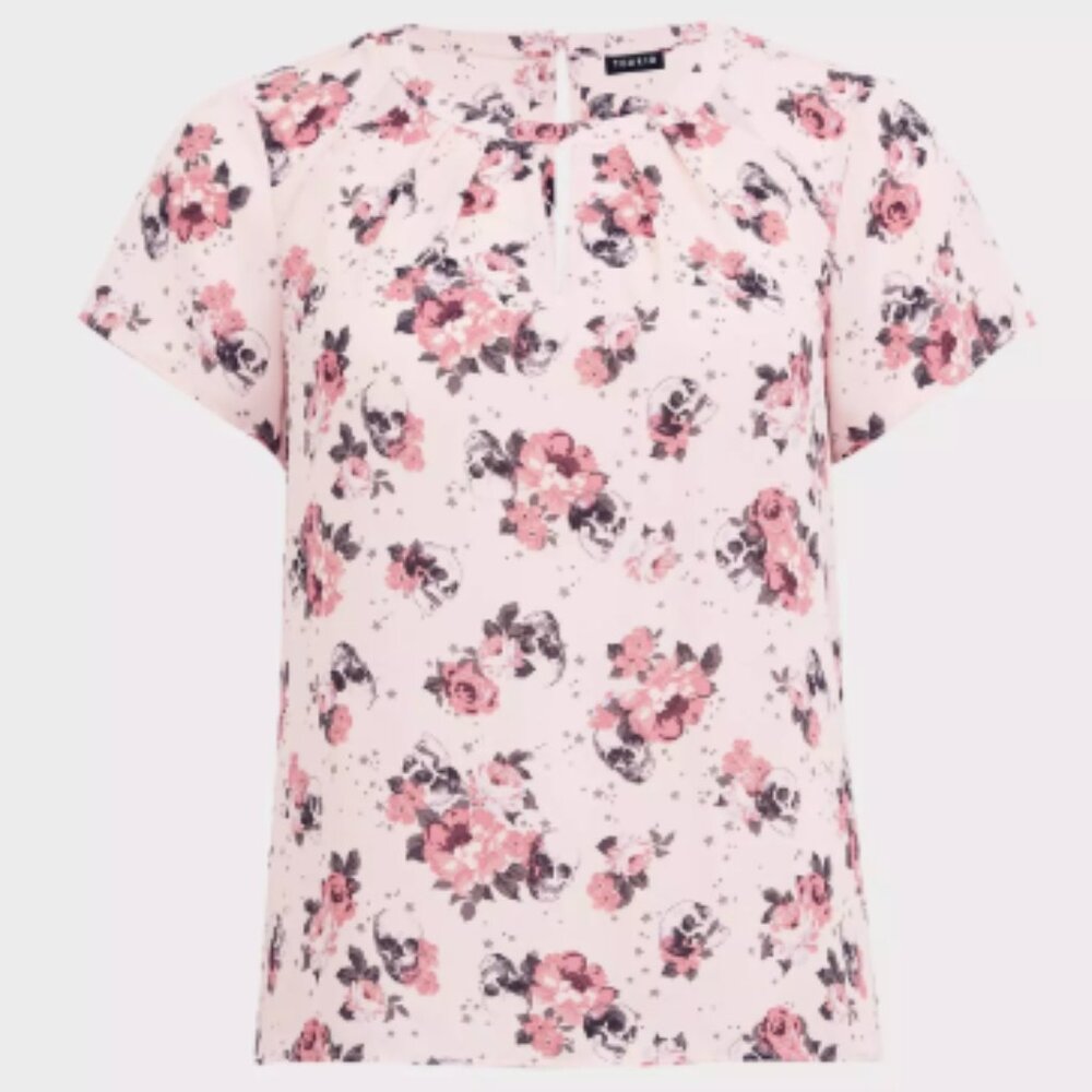 Torrid Skull Georgette Cutout Blouse 3X